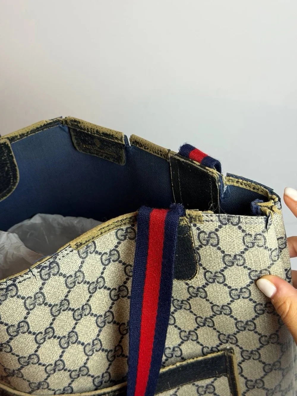 Vintage Gucci GG Supreme Sherry Line Canvas Tote Bag Project - Picture 6 of 14